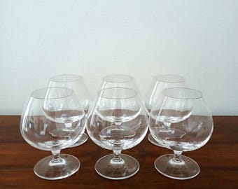 6 crystal glass chalices made in Italy from the 1990s