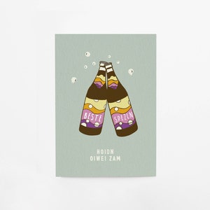 Carte postale en carton épais sous dessous de bière « beste Spezln » pour un anniversaire bavarois et copieux en dialecte