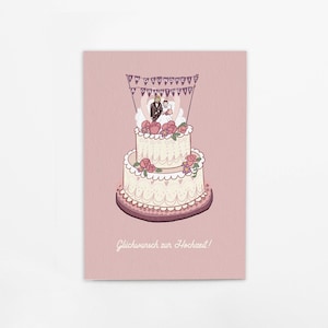 Postal de cartón grueso tipo posavasos "Gsundheit&Grantheit" para una boda bávara abundante en dialecto