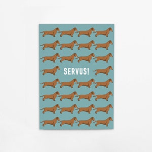 Pocztówka wykonana z grubej tektury maty piwnej „Servus!” Bawarski, serdeczny, zabawny w dialekcie