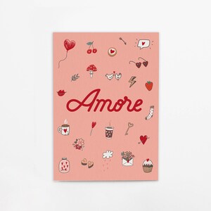 Postkarte aus dicker Bierdeckelpappe “Amore” für Verliebte zum Valentinstag