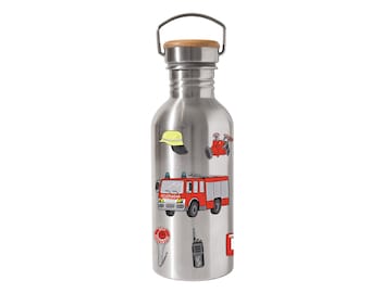Trinkflasche aus Edelstahl mit Feuerwehrmotiven