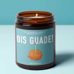 Bavarian scented candle "Ois Guade" made from rapeseed wax and pure essential oils for birthdays - Guglhupf scent