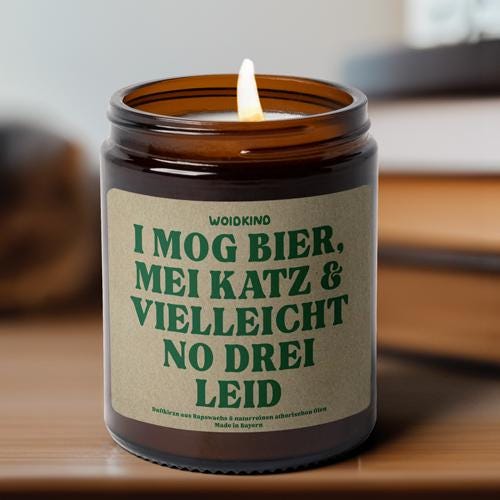 Bavarian saying candle “Beer, cat, suffering” / funny gift for cat owners / birthday / scented candle / Bavarian / various sayings