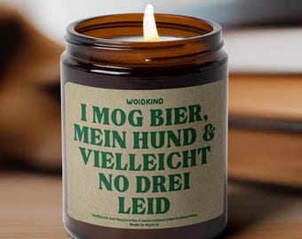 Bayerische Spruchkirzn “Bier, Hund, Leid” / lustiges Geschenk für Hundebesitzer / Geburtstag / Duftkerze / bayrisch / verschiedene Sprüche