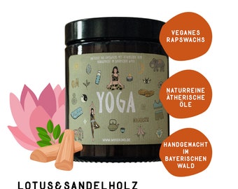 Duftkerze “Yoga” aus Rapswachs und naturreinen ätherischen Ölen für deine Asana - Lotus&Sandelholz