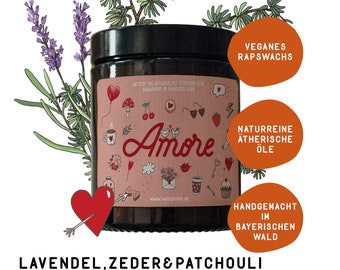 Duftkerze "Amore" aus Rapswachs und naturreinen ätherischen Ölen zum Valentinstag
