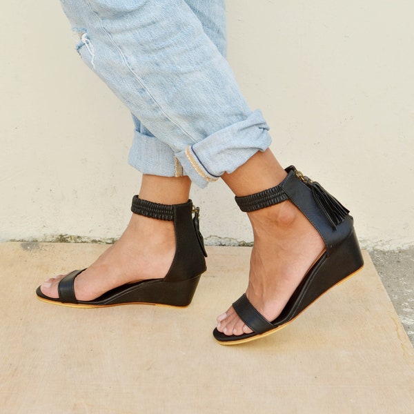 Belize Wedges, Leather Wedges Sandal, Comfort Wedges Sandal, Ankle Strap Sandal, Ankle Strap Wedges Sandal