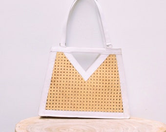 Paris Hand Bag, Rattan Webbing Bag, Tote Bag, Straw Bag