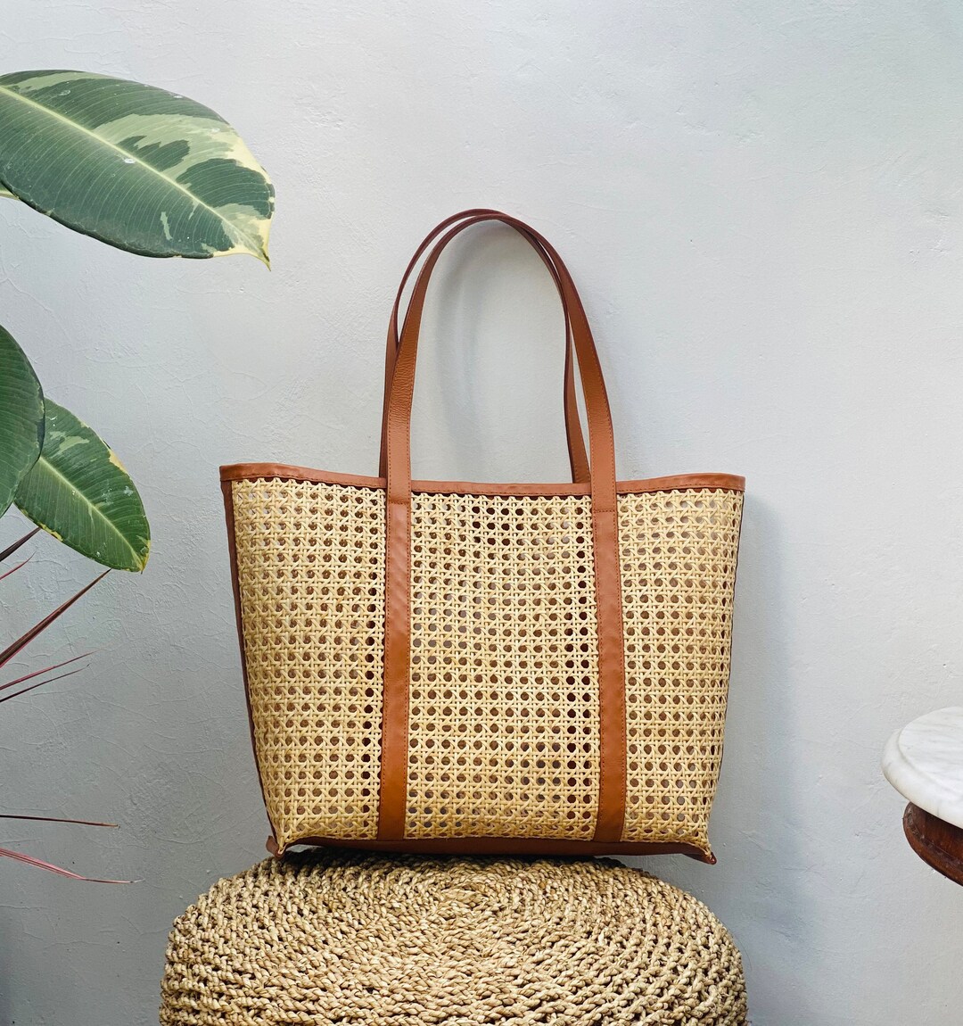 【PORTERNA】Woody rattan tote bag Large Woody Basket | White Timeless Essential | Chloé US