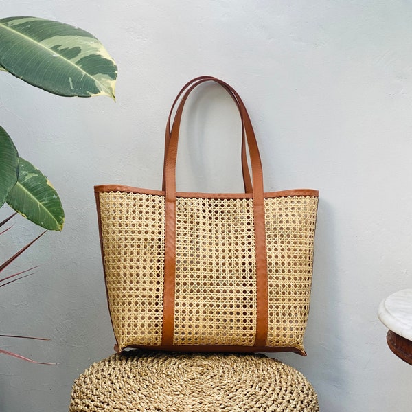 Zannia Rattan Tote, Summer Rattan Tote Bag