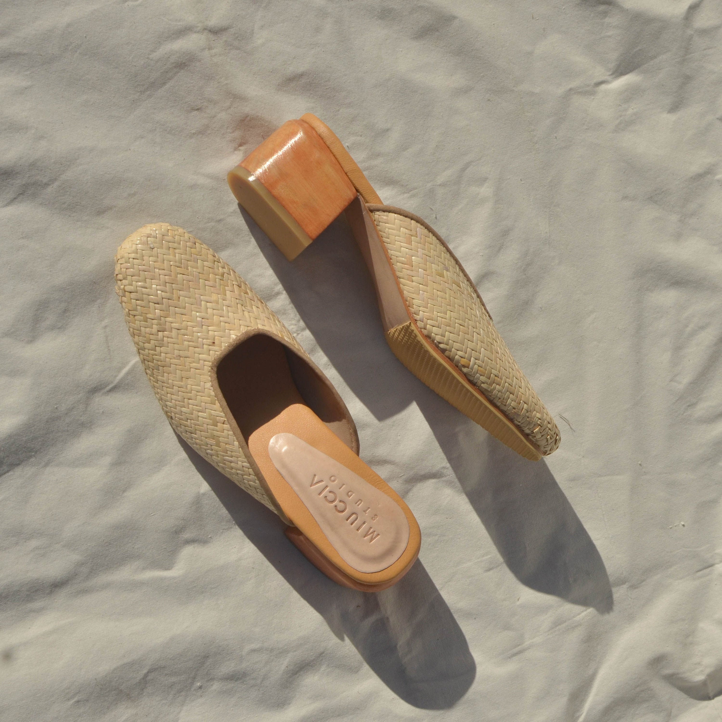 Bornea Nora Mules, Rattan Mules, Straw Mules, Rattan Mules
