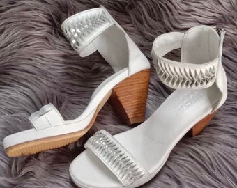 Amalfi Block Heel, Leather Heel Sandal, Comfort Wooden Block heel,  Gift for Her