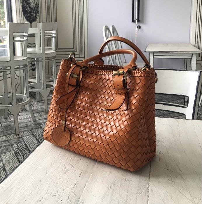AMANI WOVEN LEATHER POUCH -BISCUIT