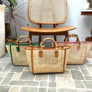 Kirana Bamboo Handle Bag, bamboo bag, rattan Bag, Acrylic bamboo handle bag