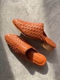 Victoria Handwoven Goatskin Mules, Handmade Goatskin leather Mules, Hand Woven Mules, 3 cm Mules product logo