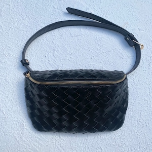 Paris Woven Gürteltasche, gewebte Bauchtasche, gewebte Ledertasche
