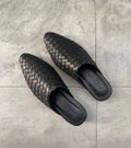 Valencia Handwoven Goatskin Leather Mules, Handmade Goatskin Leather Mules Black, Hand Woven Mules product logo