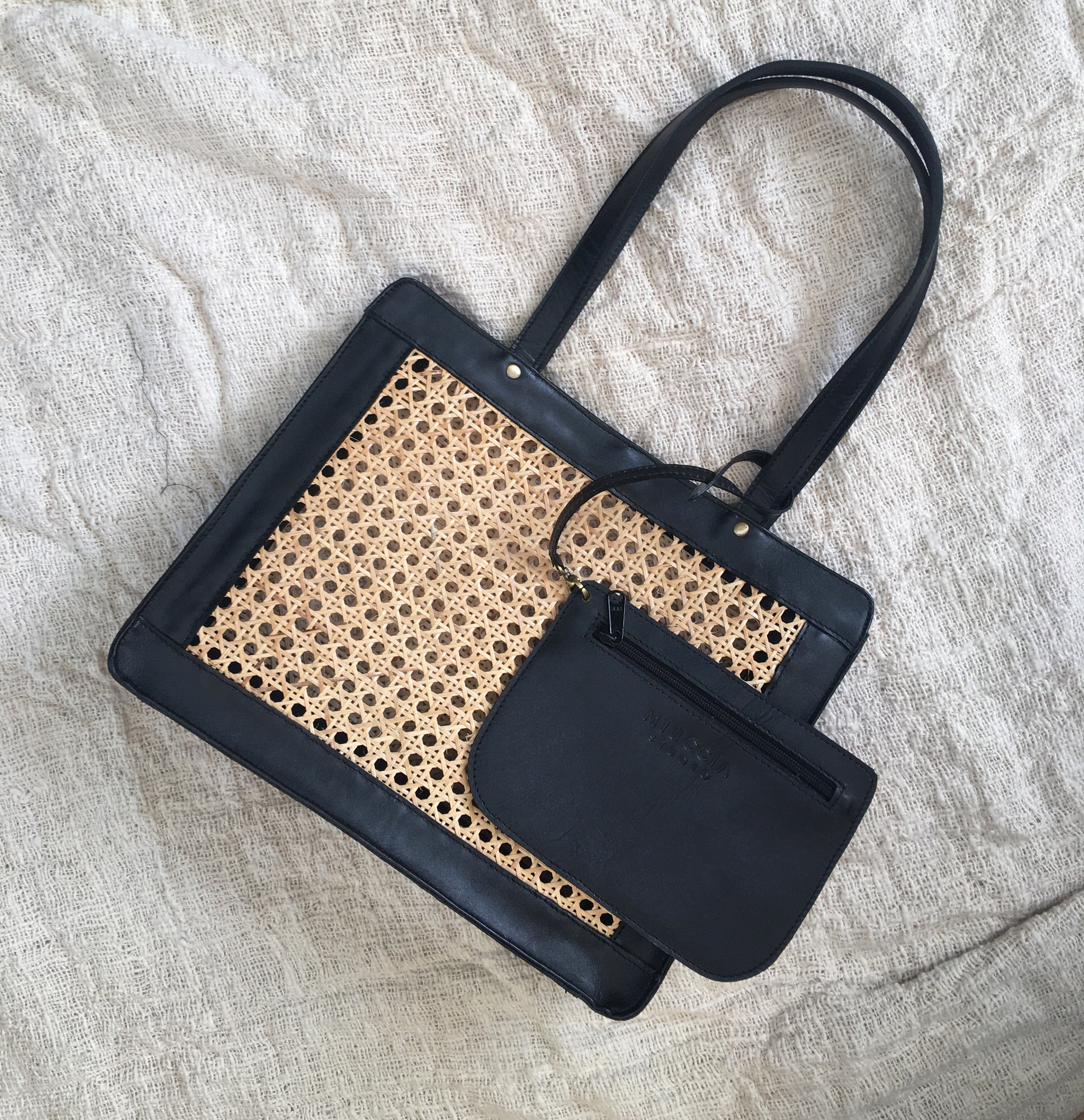 Zalmira Rattan Tote Bag with Purse