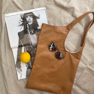 Mia Rectangular Tote Bag / Leather Rectangular Tote Bag / Assymetrical Tote Bag / Minimalist Tote Bag