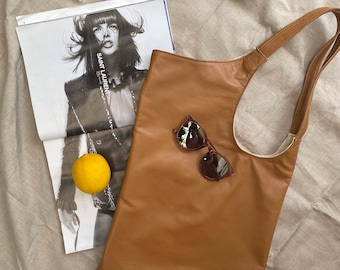 Mia Rectangular Tote Bag / Leather Rectangular Tote Bag / Assymetrical Tote Bag / Minimalist Tote Bag