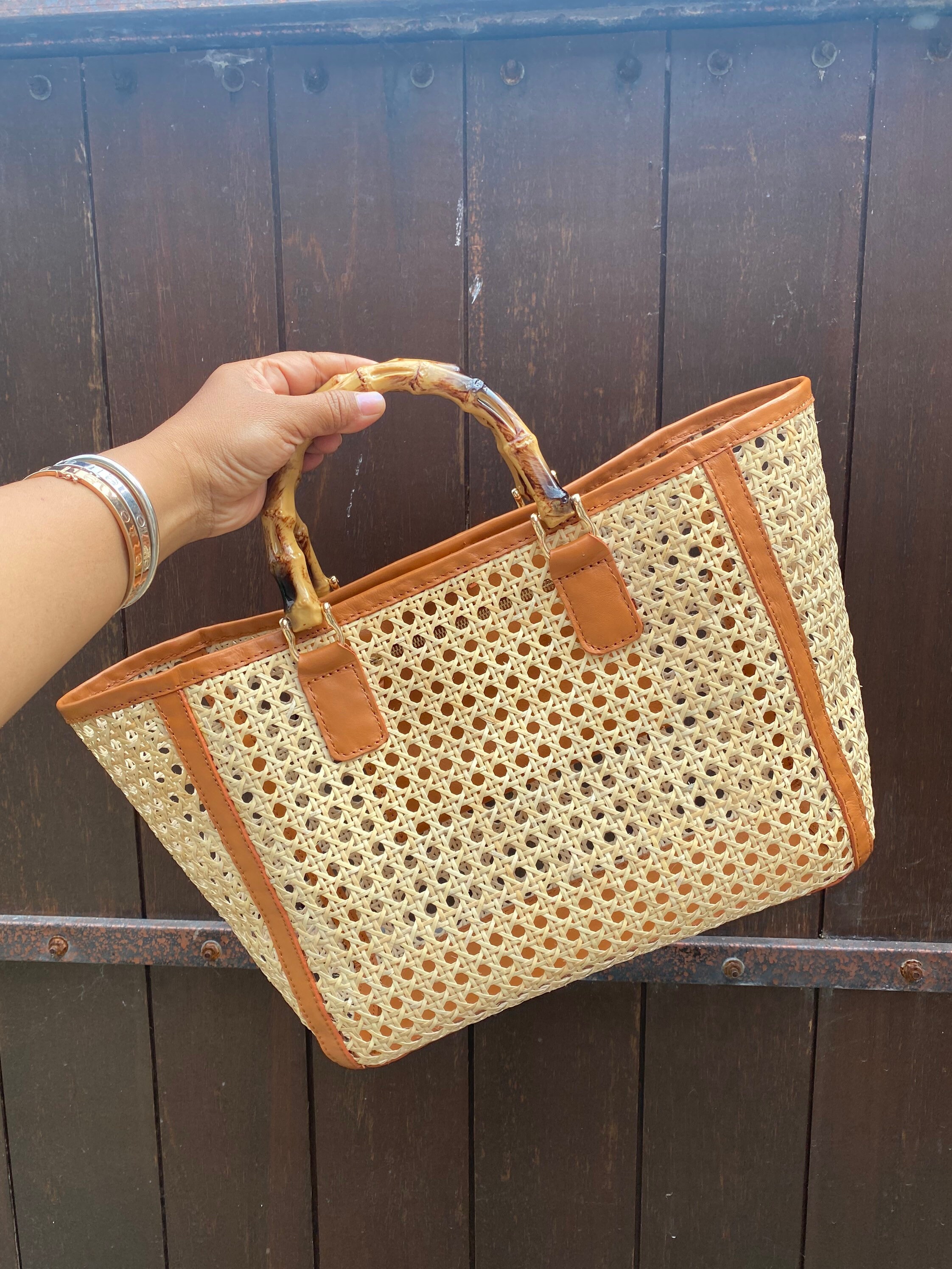 Kirana Bamboo Handle Bag, Bamboo Bag, Rattan Bag, Acrylic Bamboo