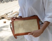 Galina Rattan Purse, Rattan Crossbody, Cane Crossbody, Cane Webbing Purse, Cane Wristlet