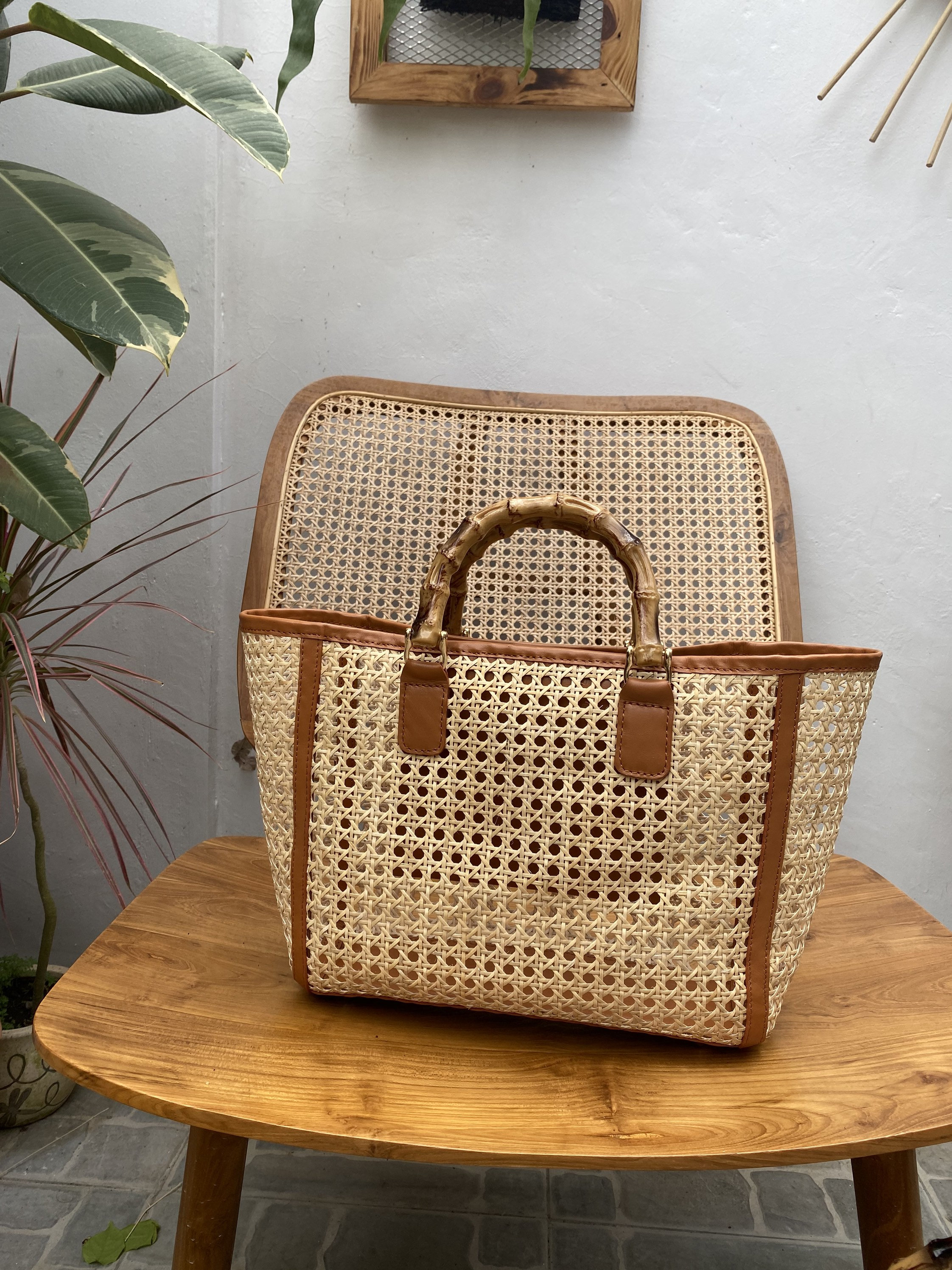 Acrylic bamboo bag hot sale