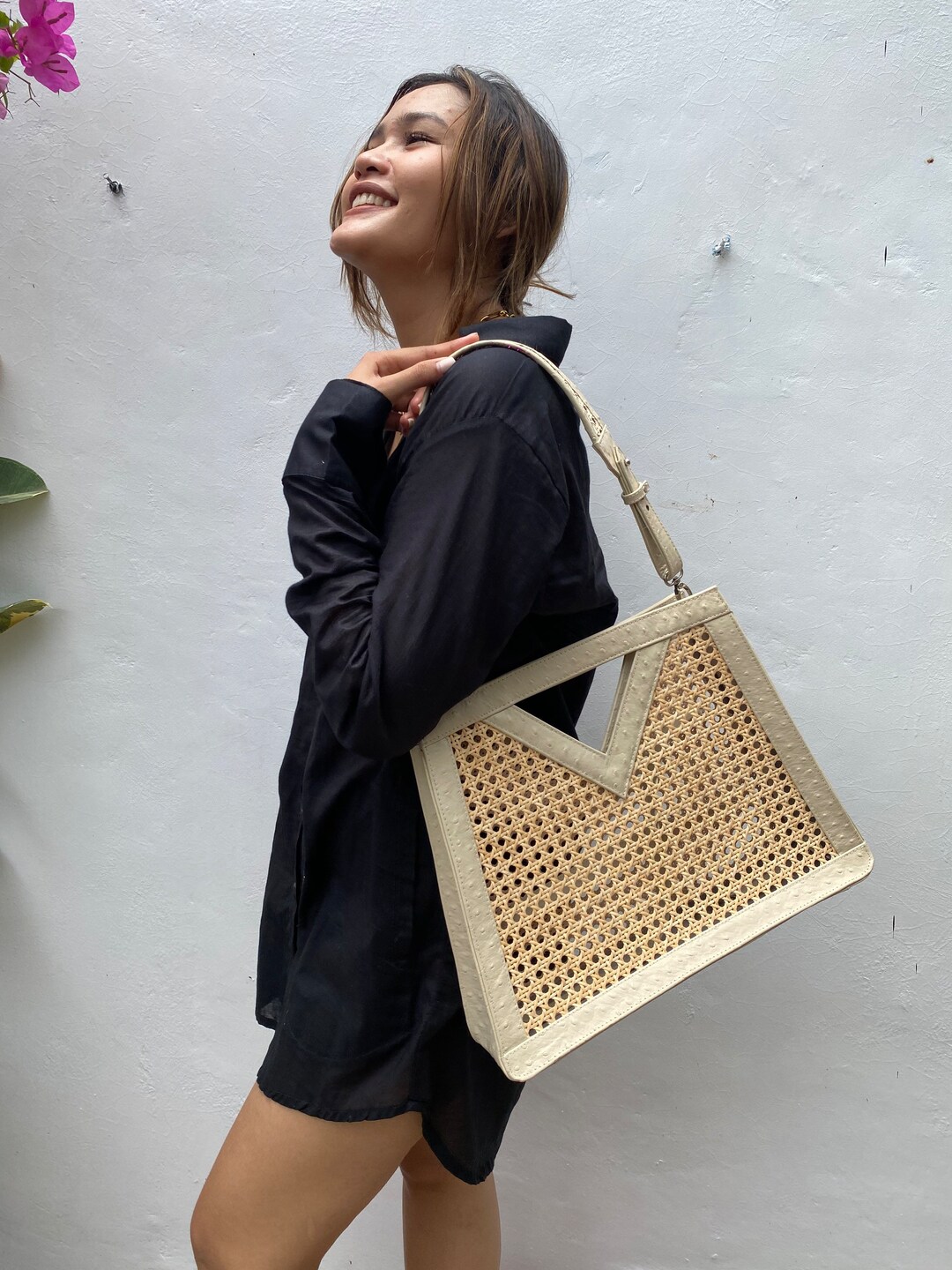 Milea Rattan Tote, Rattan Tote Bag, Vintage Style Rattan Bag Etsy