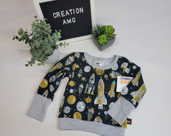 Scalable CHILDREN long-sleeved crewneck sweater Rocket and planet