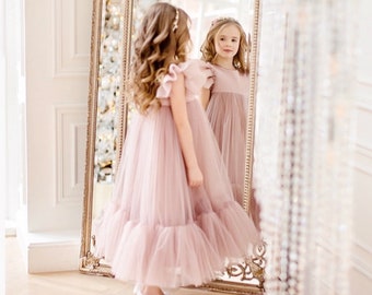 old rose flower girl dress