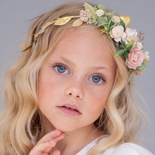 Flower Girl Crown Peach Flower Crown Ivory Flower Crown Etsy