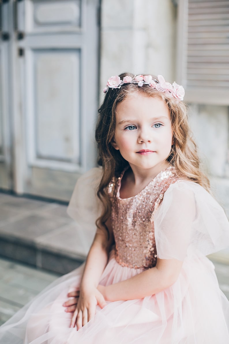 Flower girl dress Rose Gold Sequin dress Sequin flower girl Etsy