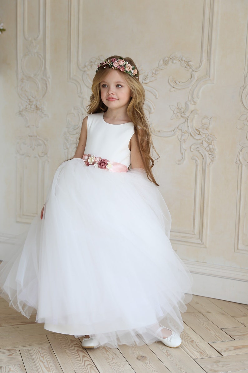 Flower girl crown Wedding Flower crown Dusty rose flower Etsy