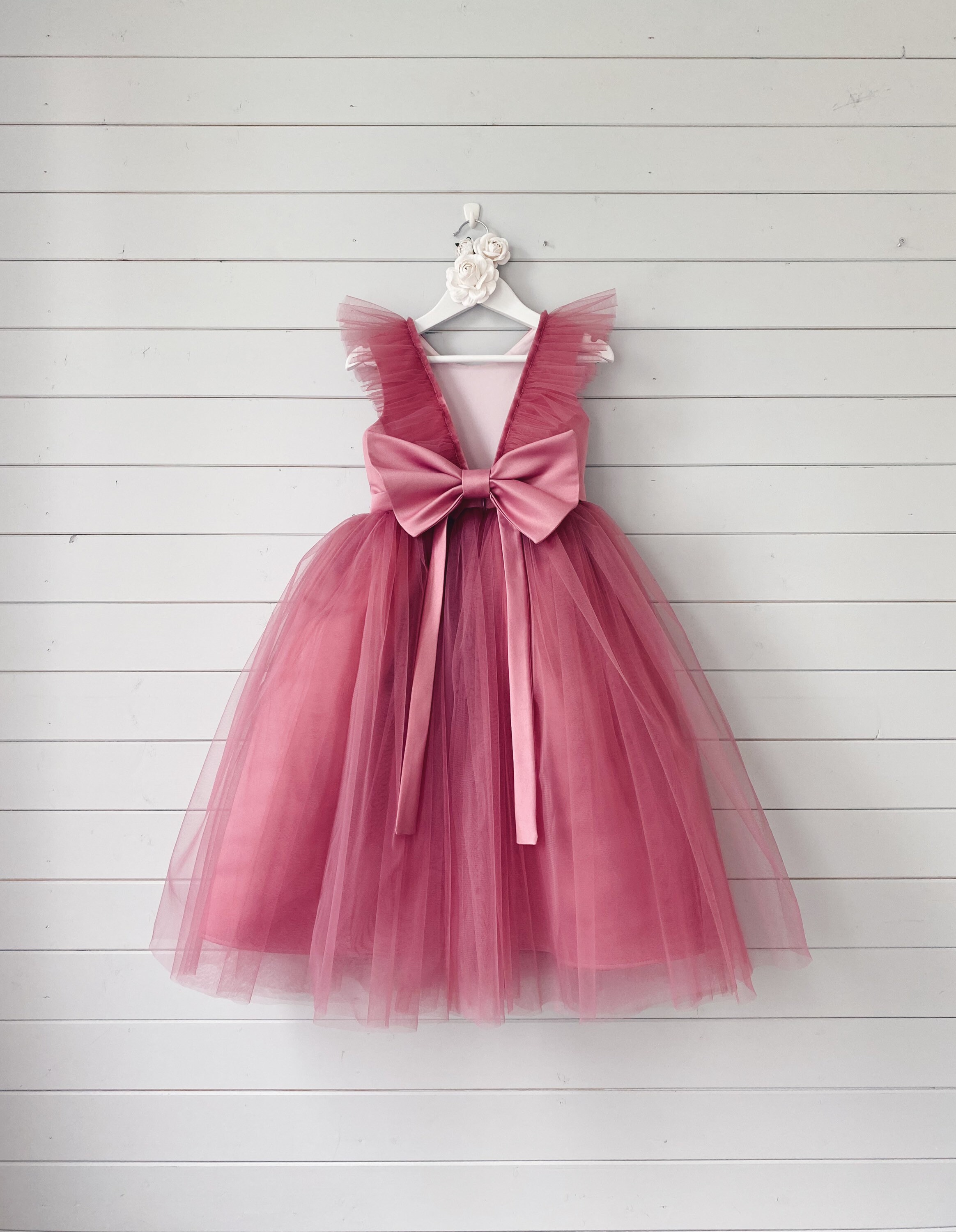 Flower girl dress Dusty rose child dress White flower girl Etsy