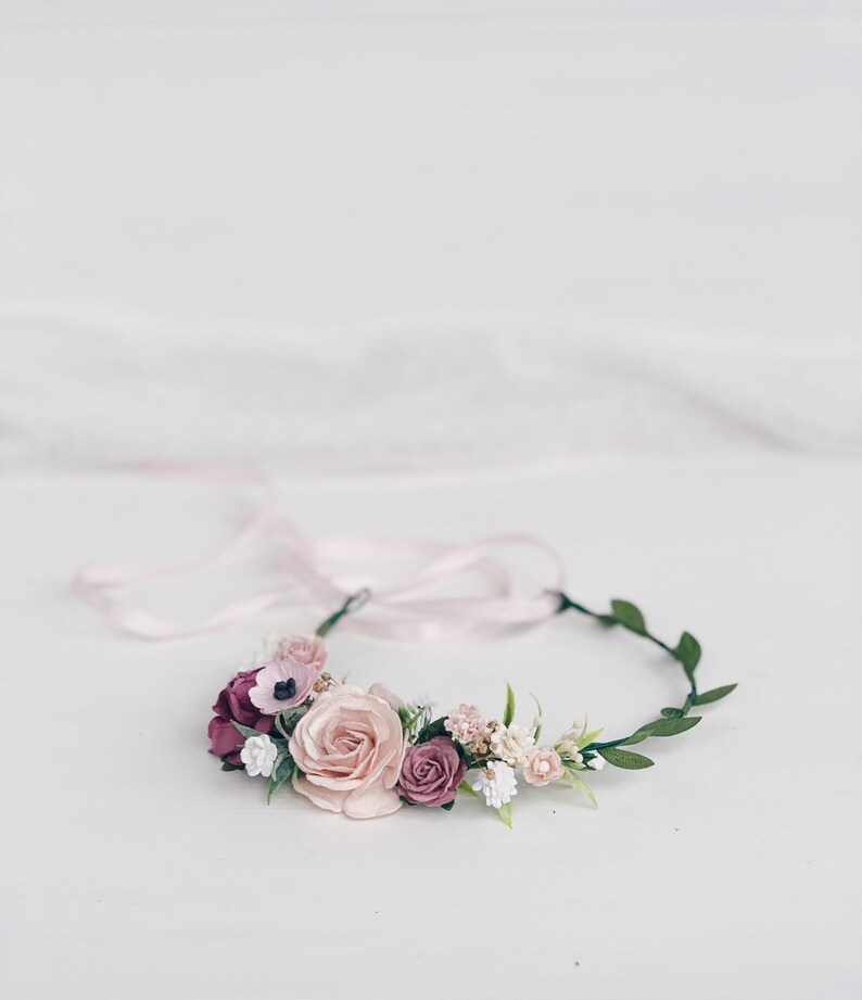 Flower Girl Crown Dusty Rose Flower Girl Crown Pink Flower Etsy