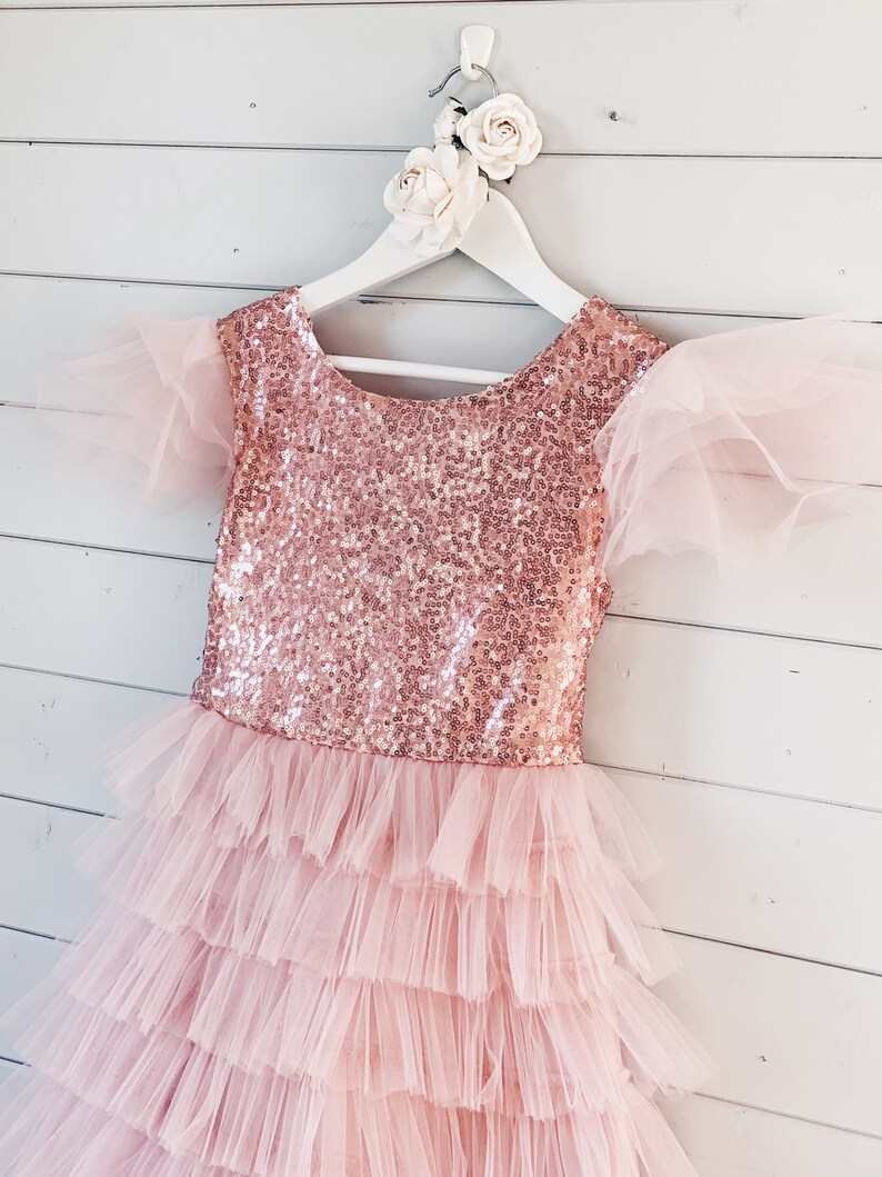Flower girl dress Sequin flower girl dress Dusty rose child Etsy