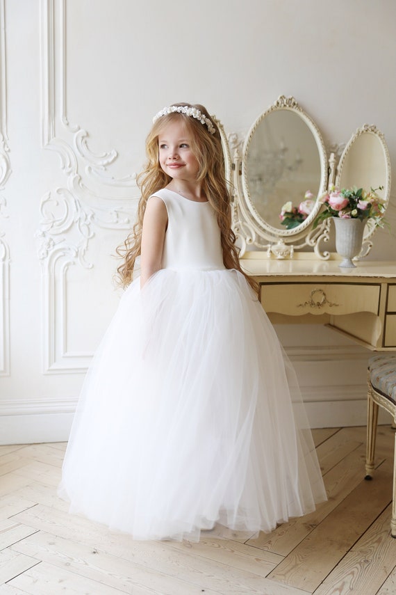 etsy white flower girl dress