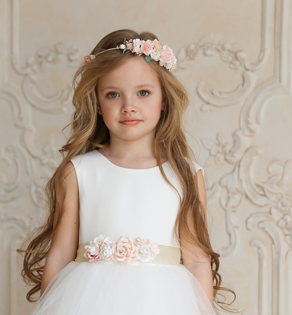 Flower Sash belt Blush Flower girl sash belt sash belt with Etsy
