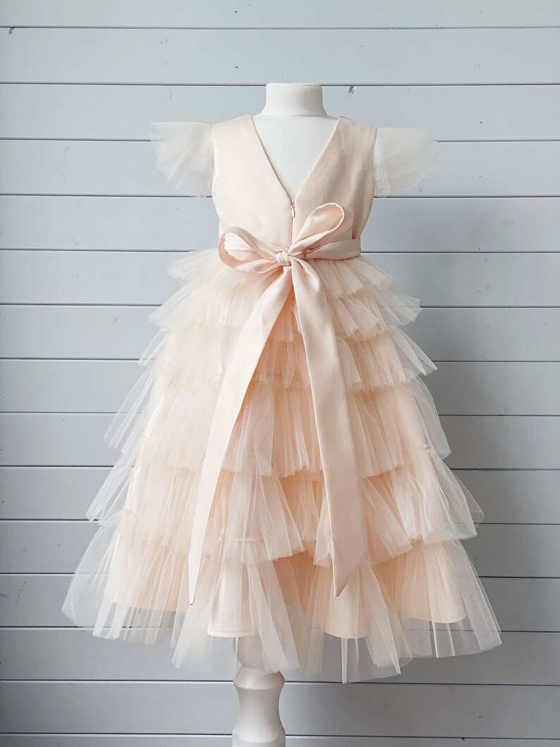 champagne and ivory flower girl dresses