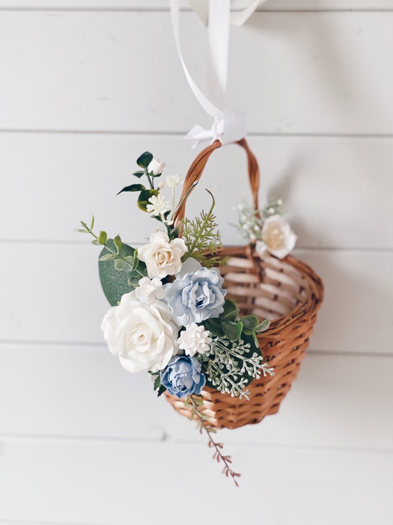 Flower girl basket Blush flower girl Basket flower girl Etsy
