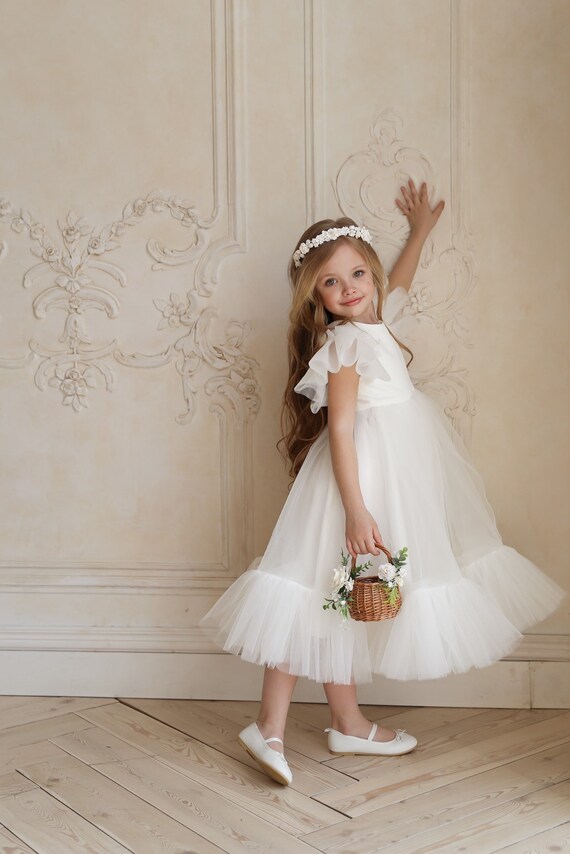 etsy white flower girl dress