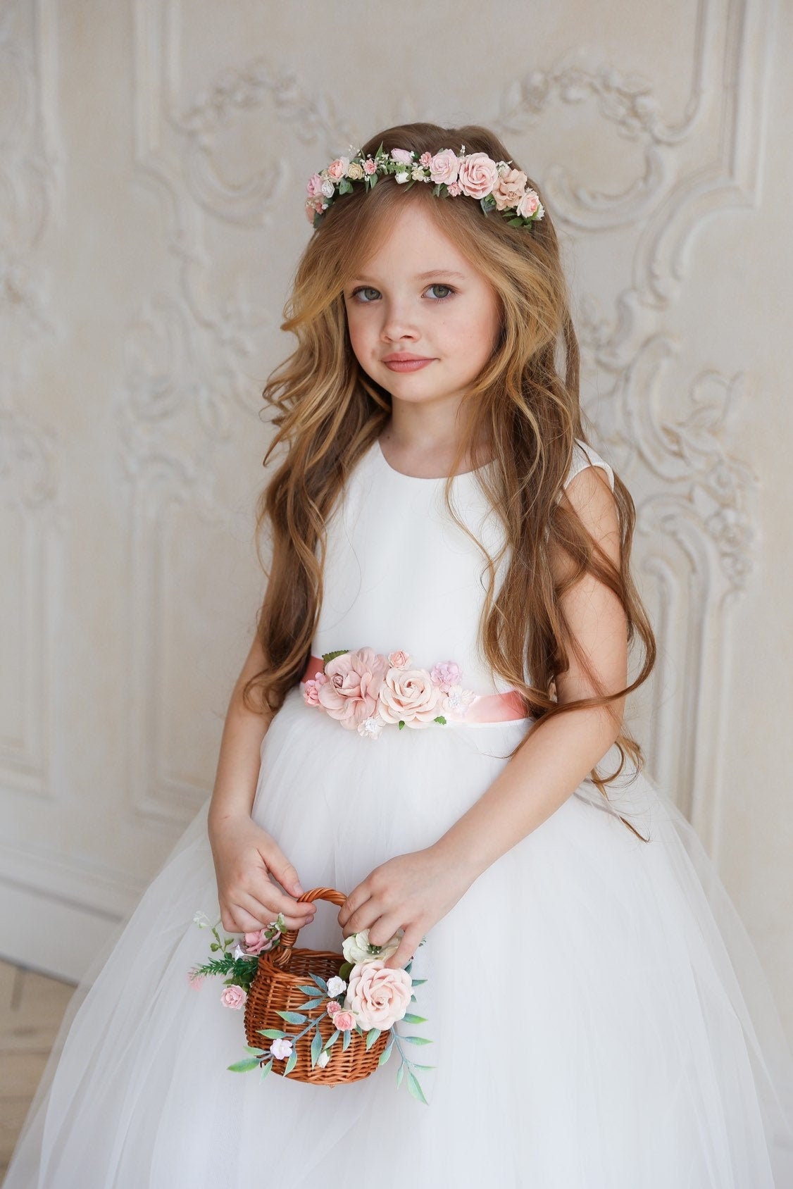 Flower girl dress White flower girl dress tulle Ivory flower Etsy