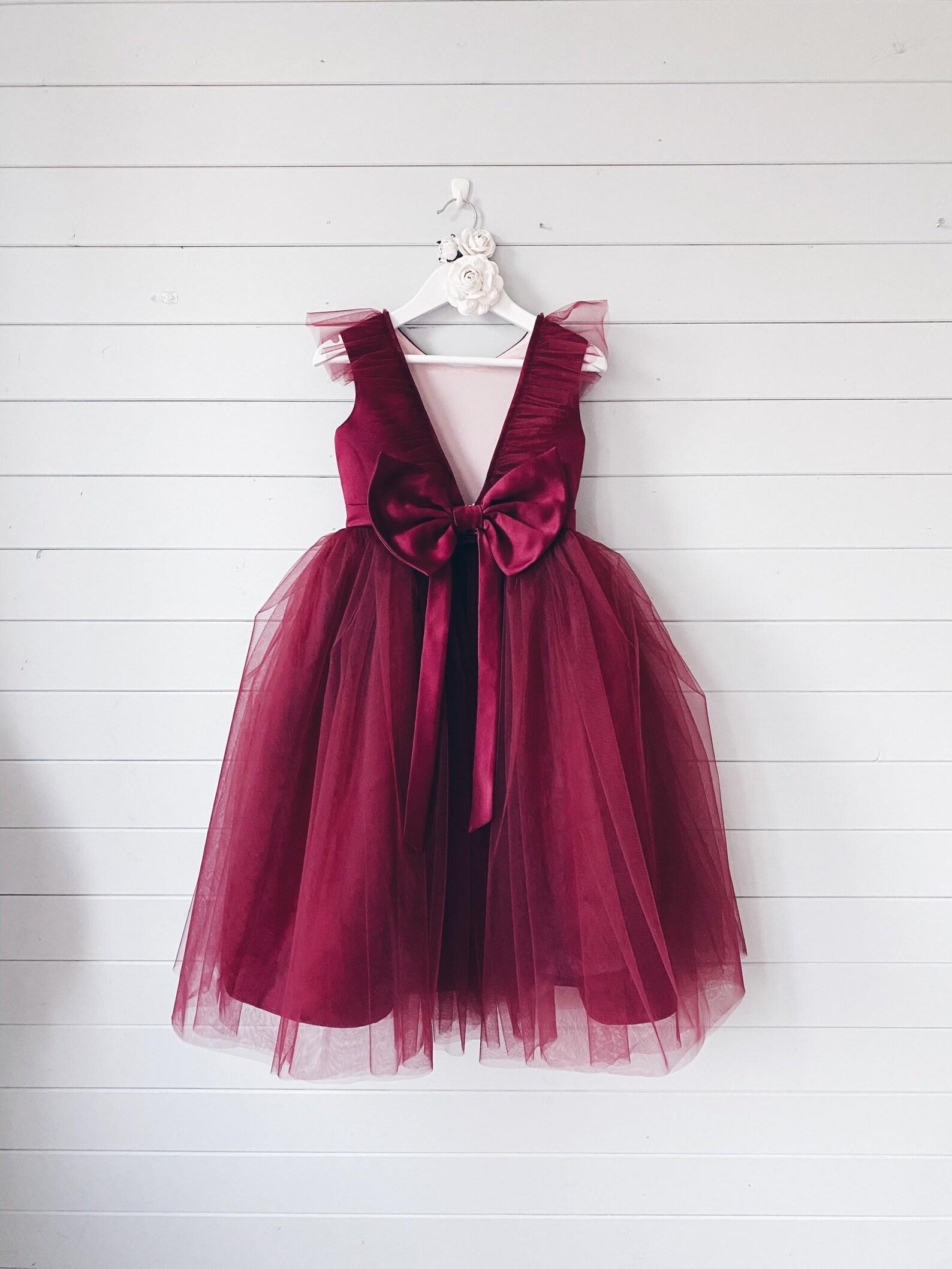 Flower girl dress Burgundy child dress Dusty rose flower Etsy
