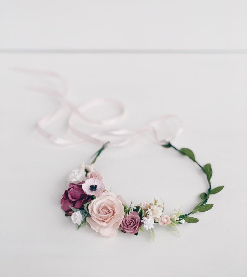 Flower Girl Crown Dusty Rose Flower Girl Crown Pink Flower Etsy