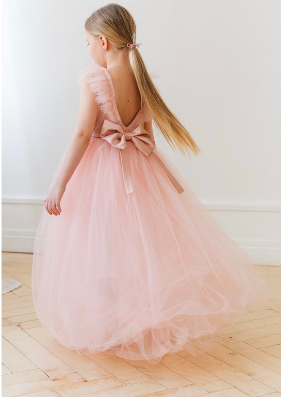blush pink and white flower girl dresses