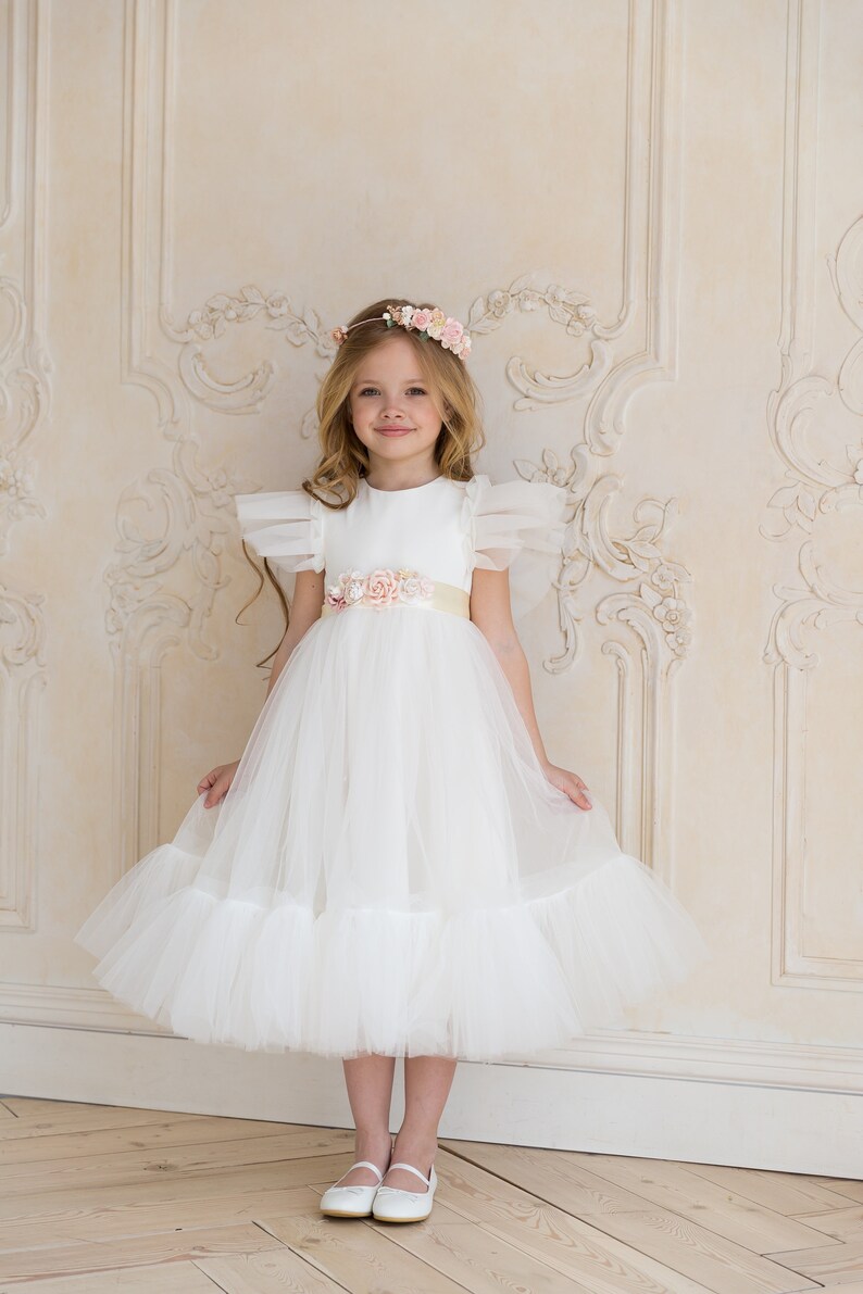 Flower girl dress Dusty rose girl dress Tulle blush flower Etsy