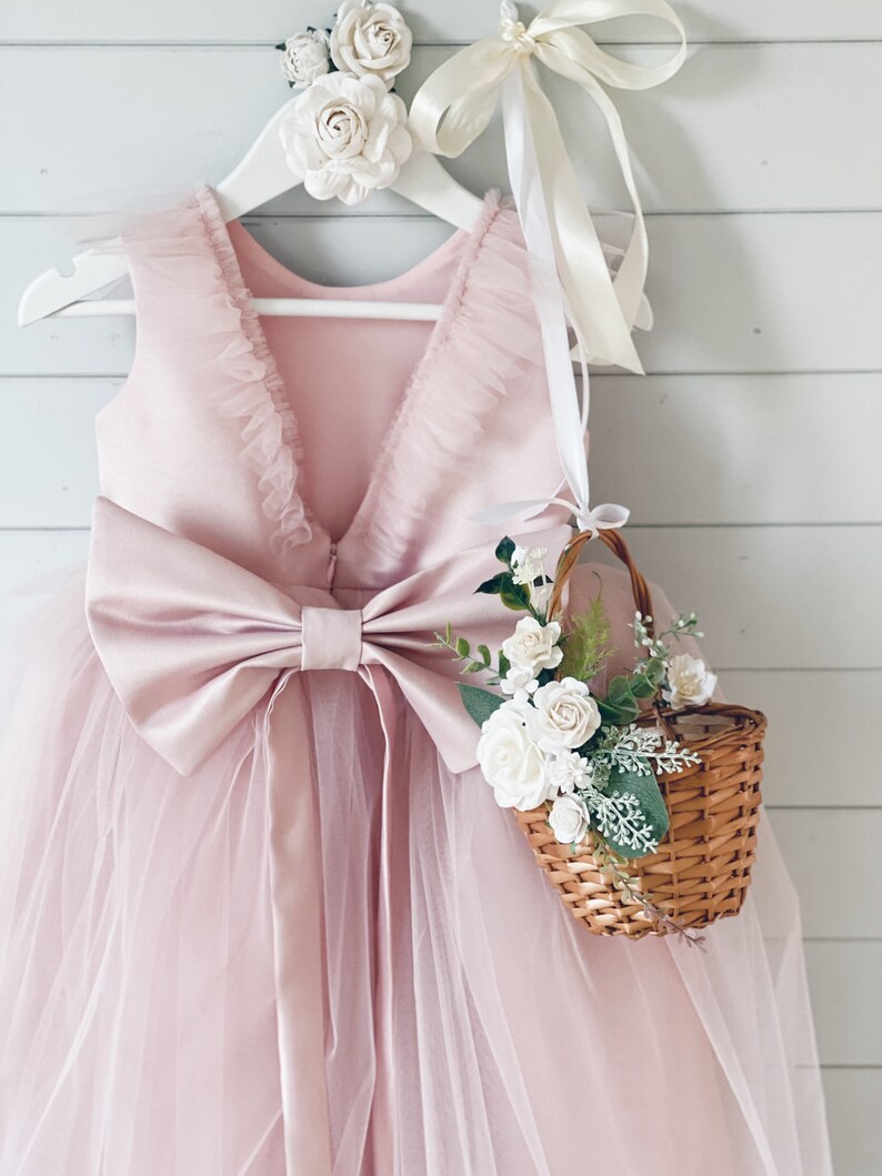 Flower girl basket Blush flower girl Basket flower girl Etsy