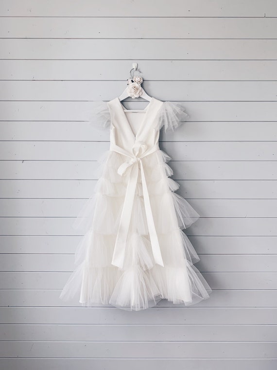 etsy white flower girl dress
