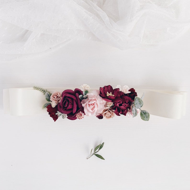 burgundy flower girl sash